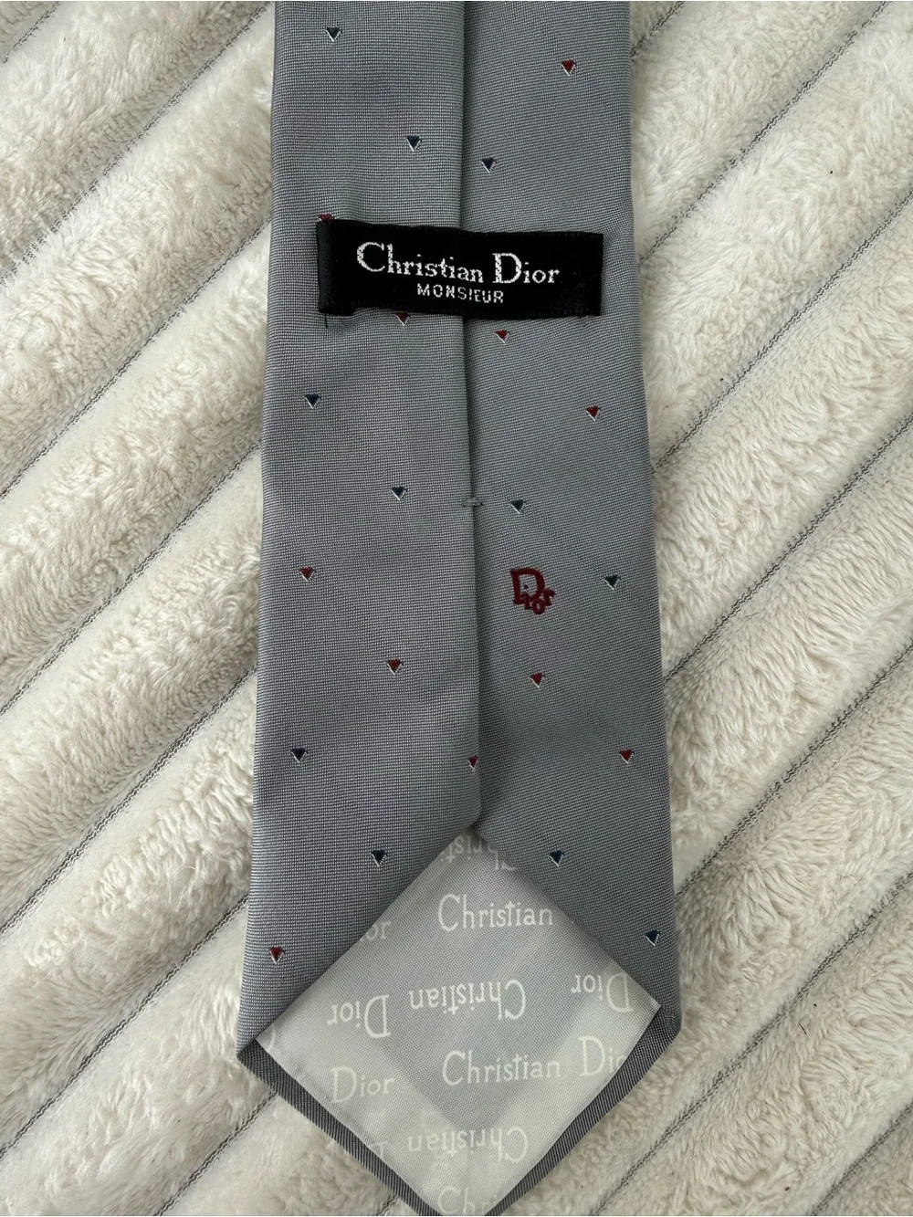Vintage Christian Dior Monsier Gray Men's Tie with Subtle Pattern